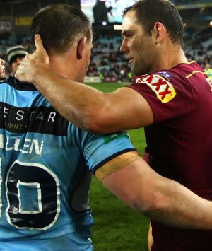 Bitterness: Cameron Smith and Paul Gallen after game three.