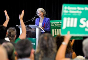 Green Party presidential candidate Jill Stein delivers her acceptance speech at the Green Party's convention in Baltimore on Saturday, July 14, 2012.