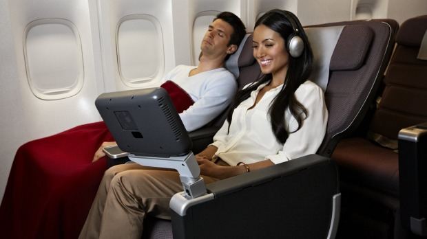 Qantas 747 premium economy class.