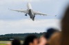 An Airbus A350 takes off at Farnborough Air Show.