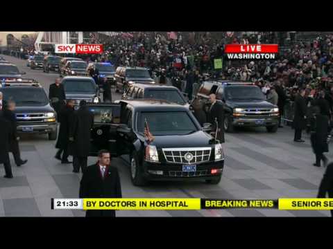 President Obama walks down Pennsylvania avenue during inaugural parade 2008 PART2 (16:9 HQ)