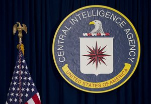 The The CIA seal is seen displayed before President Barack Obama speaks at the CIA Headquarters in Langley, Va., Wednesday, April 13, 2016, after a meeting with his National Security Council