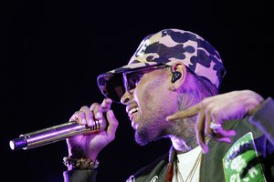 Chris Brown performs during his "One Hell of a Nite" Tour at the Sprint Center on Wednesday, Aug. 12, 2015, in Kansas City, MO.