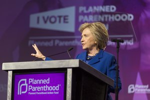 Former Secretary of State Hillary Clinton speaking at Planned Parenthood Action Fund membership event at the Washington Hilton on June 10, 2016.