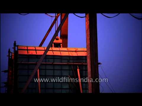 Crane vessel unloading shipment at Paradeep Port