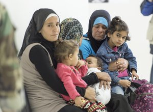 File - Palestinian refugees wait to see a doctor at a new clinic in the Nahr el Bared refugee camp (NBC) near Tripoli, Lebanon, 26 March, 2016.