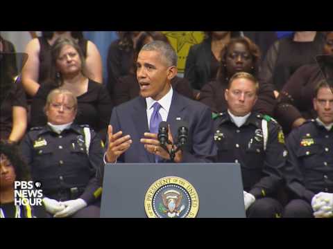 President Obama speaks at Dallas police memorial service