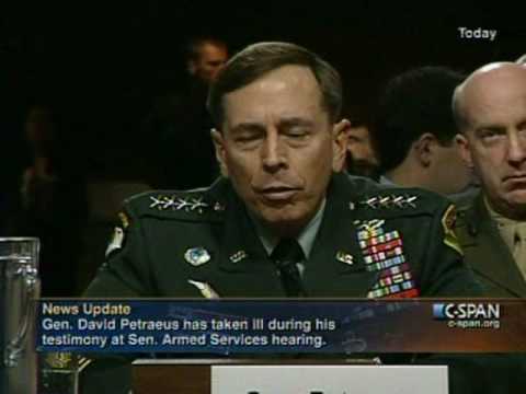 General Petraeus Passing Out During Senate Armed Services Committee meeting 6-15-10