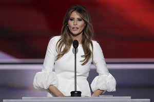 Melania Trump, wife of Republican Presidential Candidate Donald Trump, speaks during the opening day of the Republican National Convention in Cleveland, Monday, July 18, 2016.