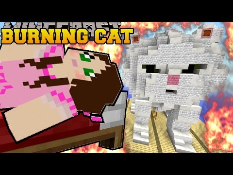 Minecraft: BURNING CLOUD THE KITTEN (OUR REAL LIFE CAT!) Mini-Game