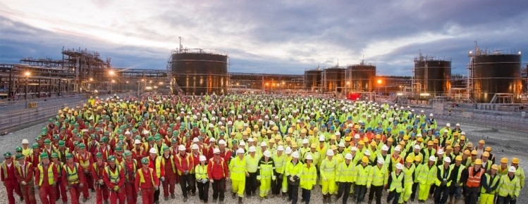 all employees standing together