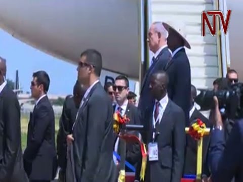 Israeli Prime Minister Benjamin Netanyahu arrives in Uganda