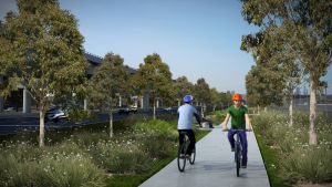 An artist's impression of cycling upgrades at Footscray road.