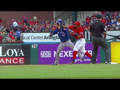 TOR@TEX: Tempers flare between Blue Jays, Rangers