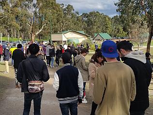 Pokemon Go at Lillydale Lake: crowds of people look for Pokemons. Picture: Zoe Powell