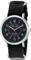 SO & CO New York Men's 5002A.2 SoHo Quartz Black Luminous Dial Black Canvas Watch