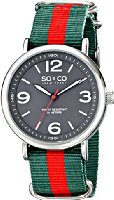 SO & CO New York Men's 5002.4 SoHo Quartz Grey Luminous Dial Green and Red Strap Watch