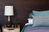 Linen bedding in the bedroom.