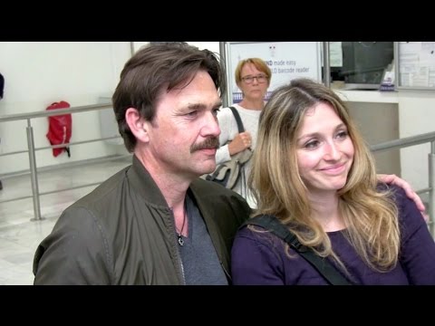 EXCLUSIVE: Dougray Scott and wife Claire Forlani arriving at Cannes airport