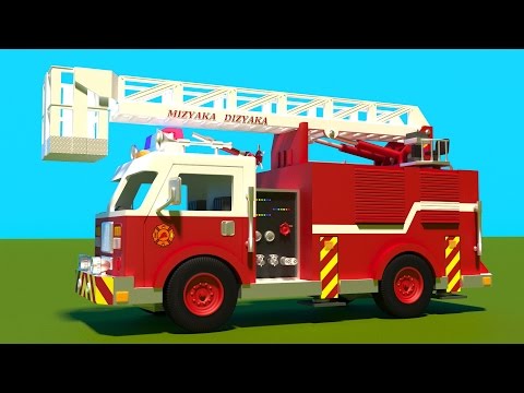 Fire trucks for children kids. Fire trucks responding. Construction game. Cartoons for children