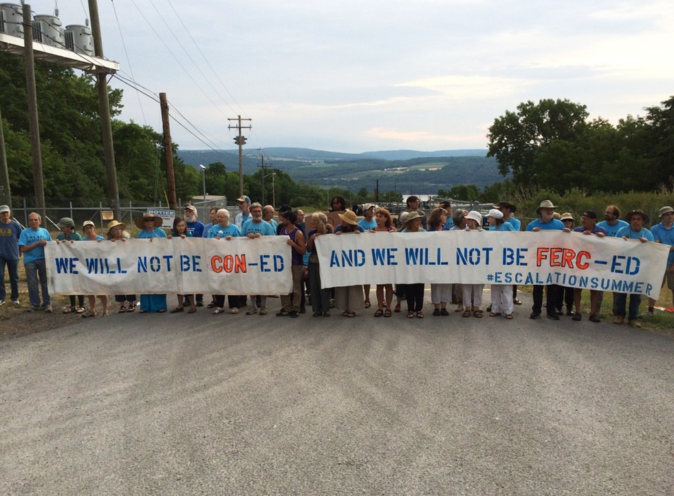 Organized by the direct action group, We Are Seneca Lake, the protesters formed a human blockade on the driveway of the gas storage facility shortly before 7 a.m. on Monday, July 18, 2016. (Photo: We Are Seneca Lake)