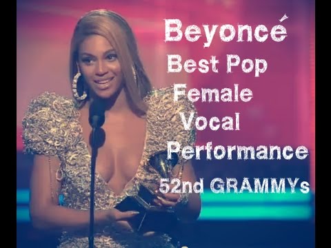 Beyonce accepting the GRAMMY for Best Female Pop Vocal Performance at the 52nd GRAMMY Awards