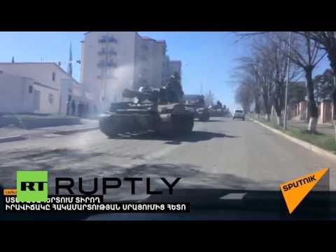 Nagorno-Karabakh: Tanks roll through Stepanakert after fighting erupts