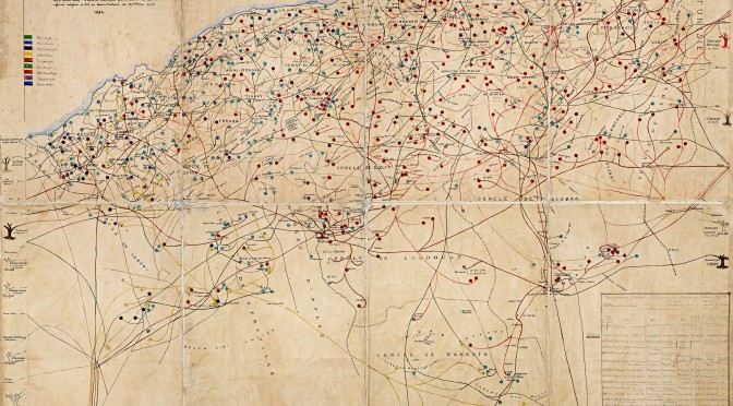 Carte des ordres religieux musulmans en Algérie (1884).