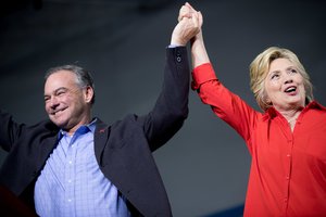 Democratic presidential candidate Hillary Clinton and Democratic vice presidential candidate, Sen. Tim Kaine