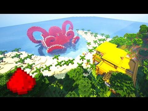 TROPICAL ISLAND REDSTONE HOUSE (w/ 30+ Redstone Creations) - Minecraft Maps