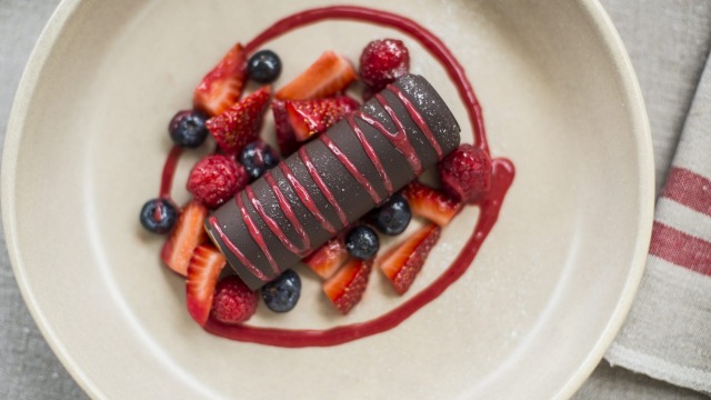 Chocolate mousse at Petit Tracteur bistro.