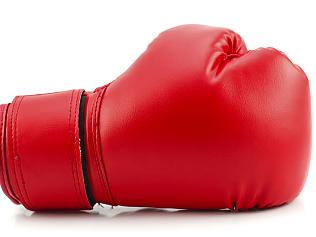 Studio shot of a red boxing glove