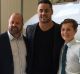 Inspirational meeting: Norm Black and son Finley with Jarryd Hayne. 