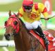 Blossoming talent: Thronum (right) triumphs in the Rosebud at Randwick on Saturday.