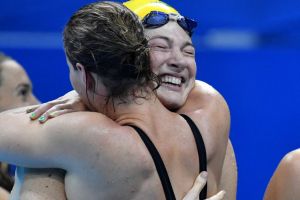 Champions: Australia's 4x100m freestyle relay gold medal winners after their world record swim.