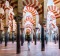 Woman walking inside the Mezquita of Cordoba.