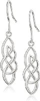 Sterling Silver Elongated Open Celtic Knot French Wire Earrings