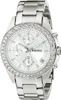 Fossil Women's ES2681 Stainless Steel Bracelet Black Glitz Analog Dial Chronograph Watch