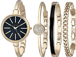 Anne Klein Women's AK/1470GBST Gold-Tone Watch and Bracelet Set