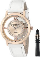 Stuhrling Original Women's 388L2.SET.03 Classic Winchester Tiara Swiss Quartz Swarovski Crystal Rose Tone Black Leather Additional Strap Watch Set