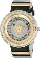 Versace Women's VLC020014 V-Metal Icon Stainless Steel Watch with Black Leather Band