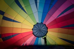 A hot air balloon is prepared to take to the skies at a preview flight to launch next week's Bristol International ...