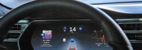 The Tesla Model S P90D dashboard with autopilot function.