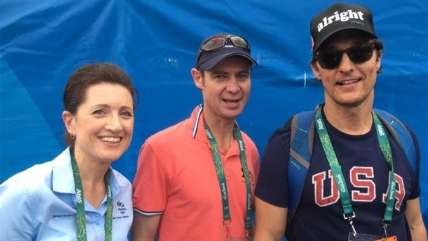 Channel 7 reporter Laurel Irving, Cameraman Rich Hall and Hollywood A-lister Matthew McConaughey!
