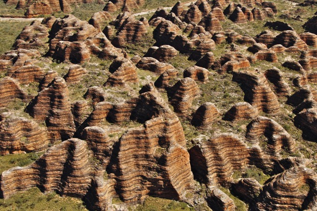 Aerial view of Bungle Bungles Range, Purnululu National Park in Kimberly region, Western Australia, Australia.