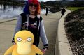 Gemma Bolton posed with this Psyduck on the shores of Lake Burley Griffin.