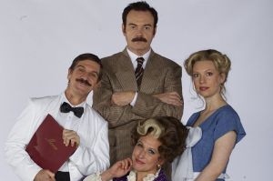 <i>The Fawlty Towers: Live on Stage</I> cast recreate the original show's publicity shot.