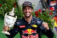 Driving ambition: Daniel Ricciardo looks to lift after securing third place at the Hungaroring.