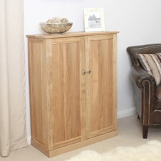 Mobel Oak Large Shoe Cupboard - Shoe Storage