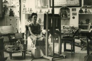 Frida in her Studio, c1943, gelatin silver print, vintage 28.2 x 24.9 cm. Courtesy of Throckmorton Fine Art, Inc, Fritz ...